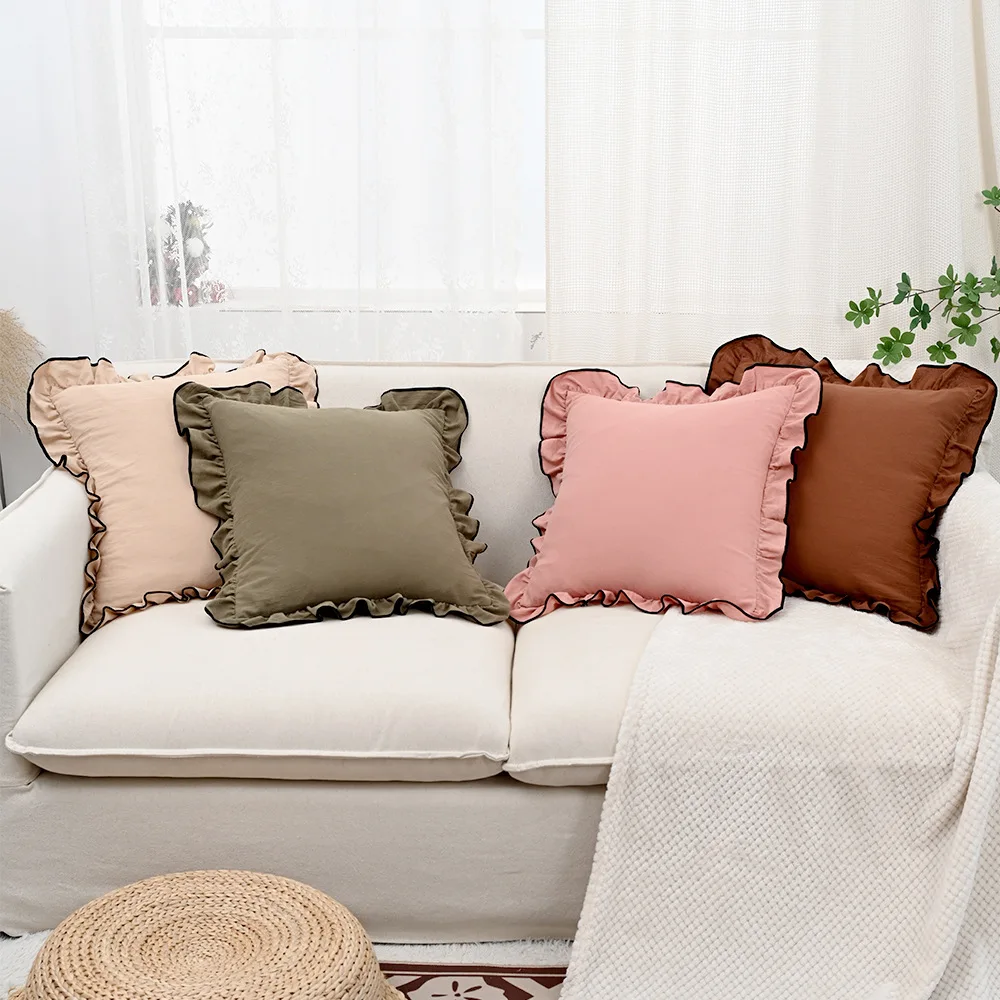 

Cute Cotton Ruffle Throw Pillowcases,Soft Comfortable Cushion Cover,Home Decor Sofa Pillows Cover,Living Room Couch Ornament