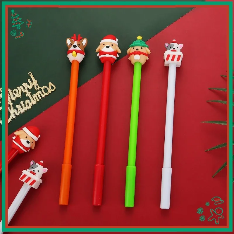 

Оптовая продажа, набор гелевых ручек с героями мультфильмов, Рождественская трехмерная нейтральная ручка, милые Канцтовары с Санта-Клаусом и животными