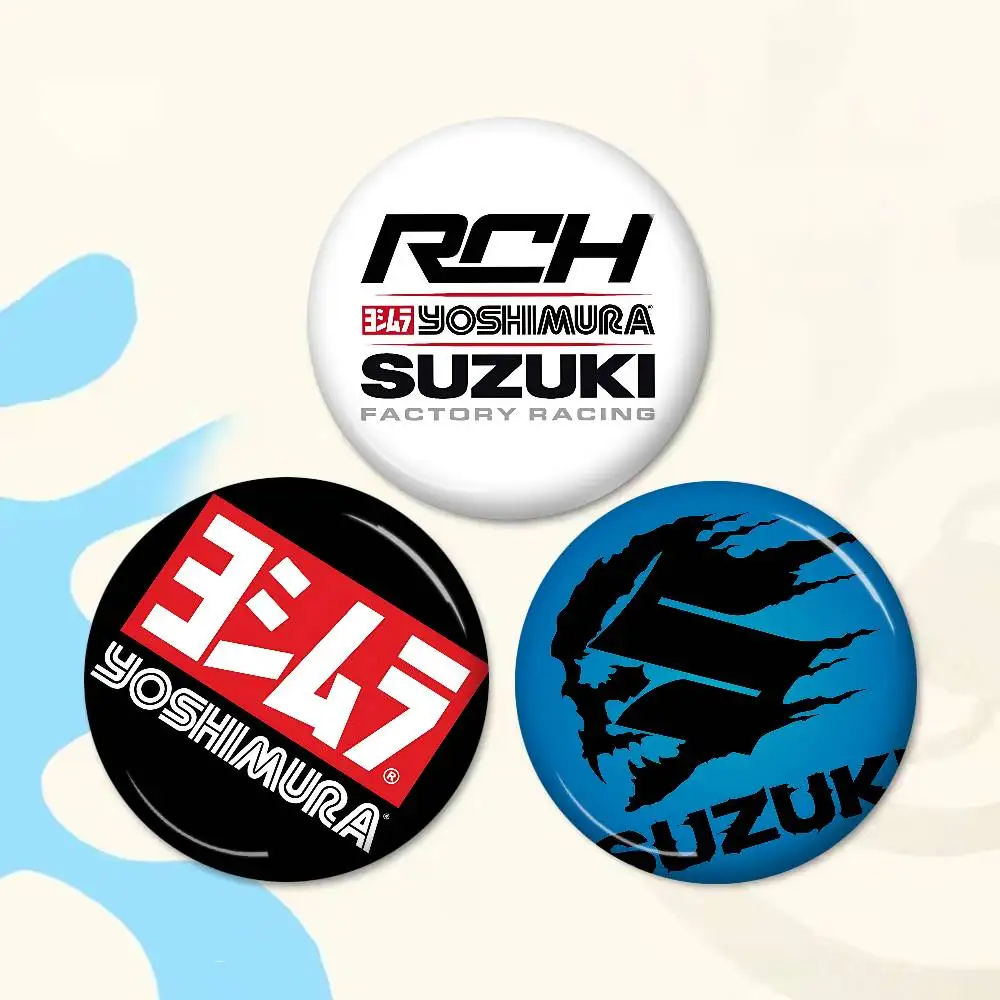 Hot S-Suzukis LOGO Round Button Pins Slogan Creative Brooches Backpack Clothes Decoration Fashion Cartoon Jewelry Gifts