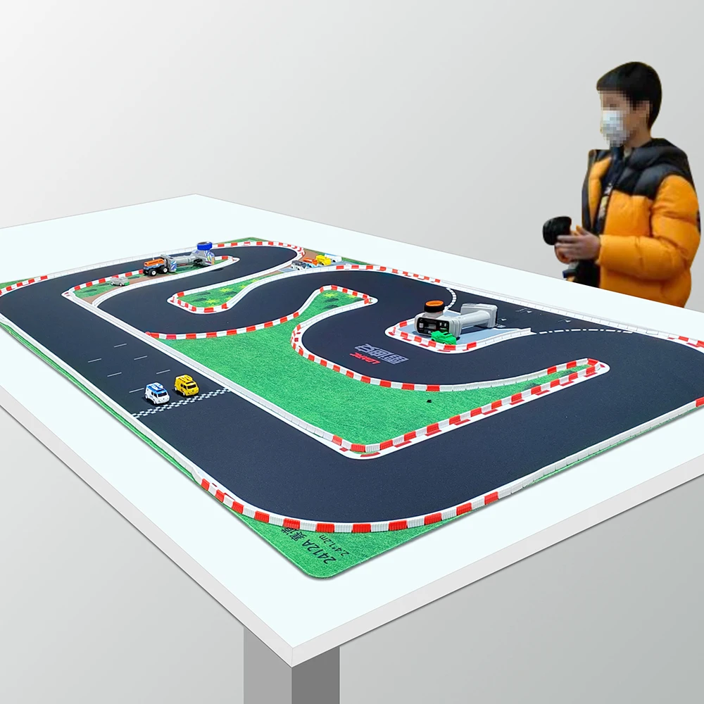 Ldarc Rc V64 1:76 240*120cm Remote Control Car Track Scene Track Pad Cement Pier Isolation Pier Handbag Eva Fence 1:64 Van
