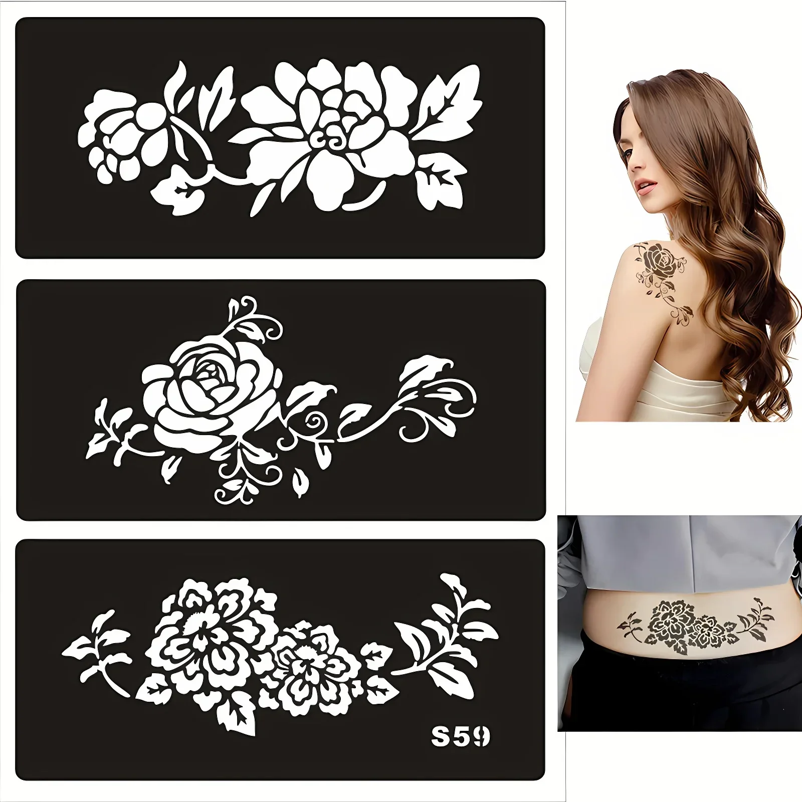 Henna Template Stencils Large Peacock Dragon Snake Catse Elves Deer Face Painting Stencil for Kids Adults Neck Chest Arm Belly