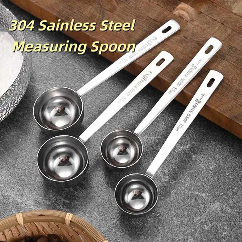 Fashion High Quality Durable Coffee Scoop Powder Spoon Thicken Stainless Steel Tablespoon Measuring Spoon 15/30ML New