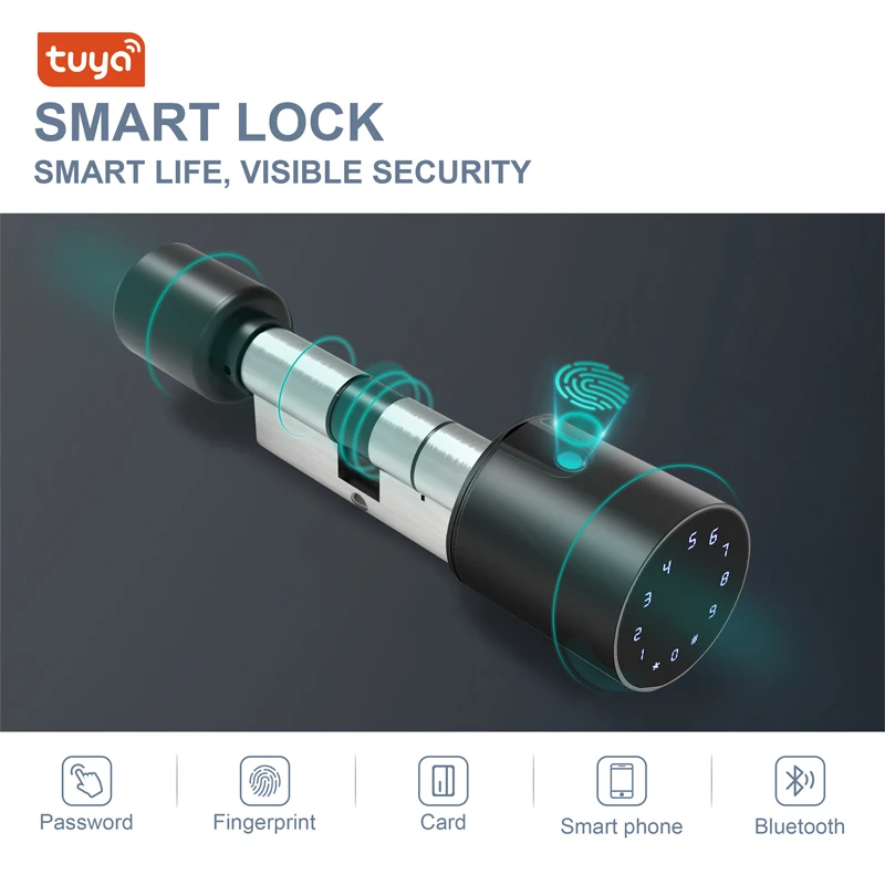 

TUYA Fingerprint Smart Cylinder Lock password Biometric Electronic door Lock with Code digital Keypad Home intelligent lock