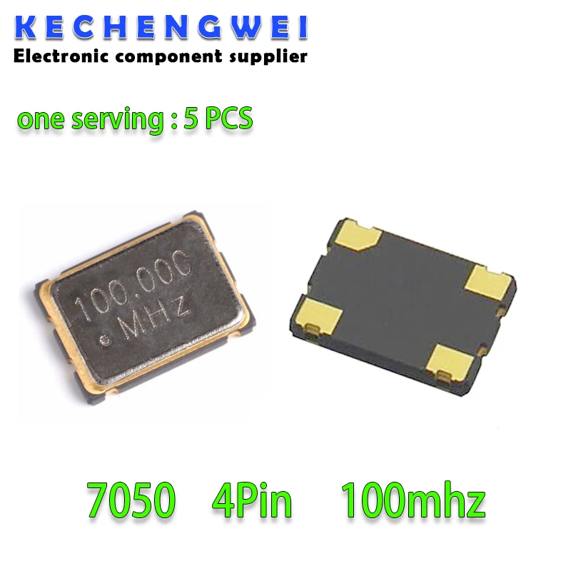 5PCS 5*7mm 7050 4 pins SMD Oscillator 100MHz 100M 100.000mhz Active Crystal Oscillator