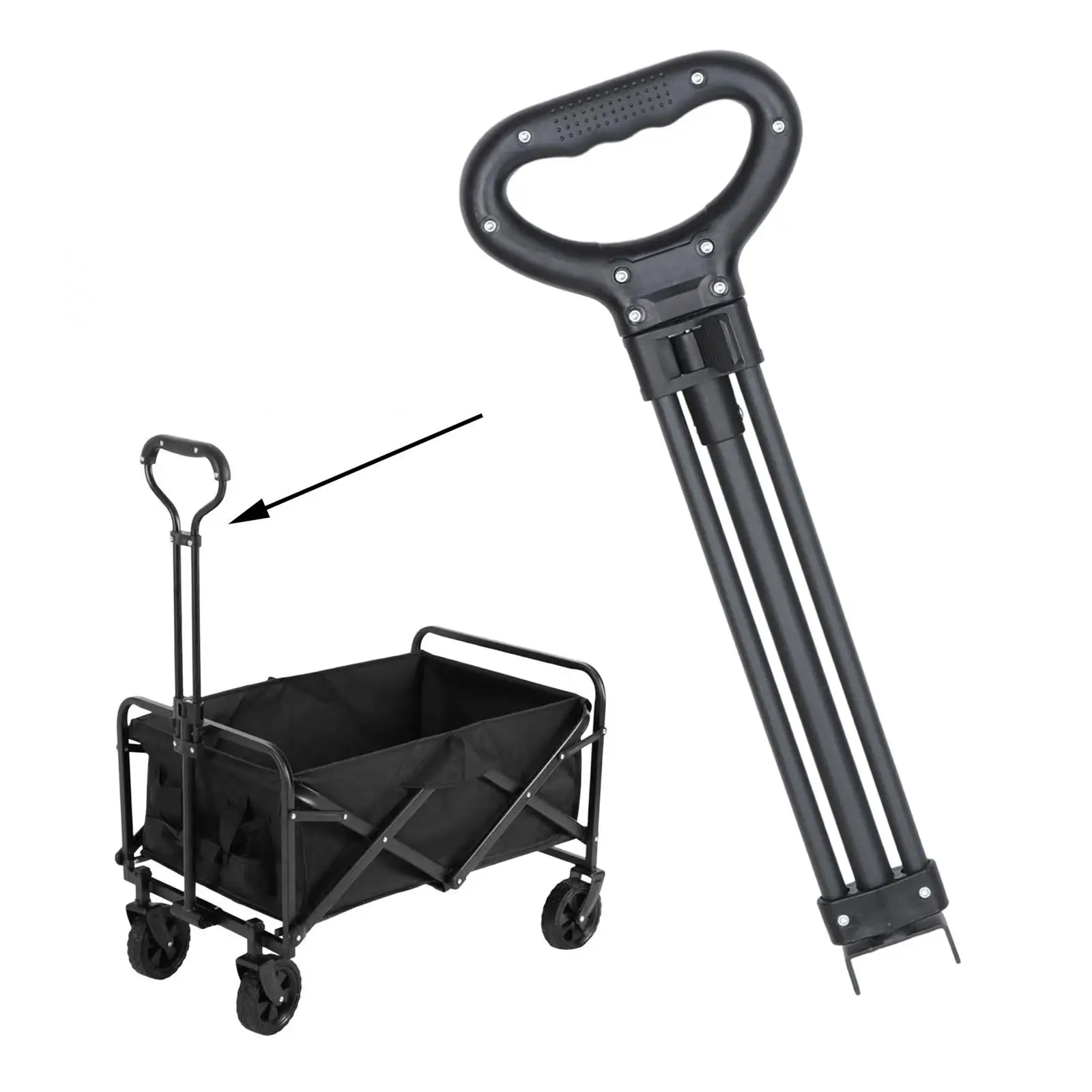 Trolley Pull Handle Folding Wagon Pull Handle Replacement Accessory Telescopic Camping Cart Pull Handle for Fishing Carts