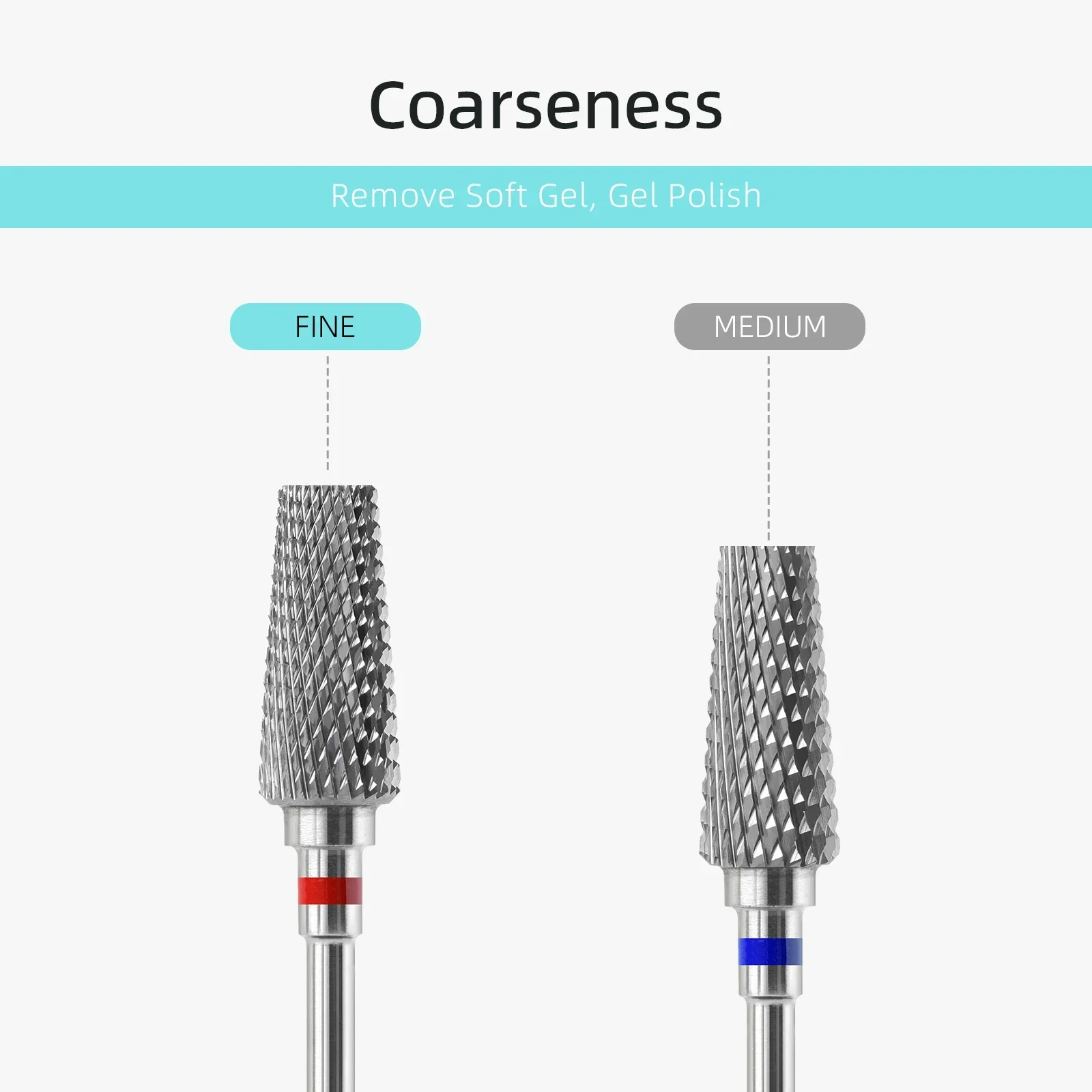 HYTOOS Punte da trapano per unghie in tungsteno conico superiore piatto 3/32 Punte da trapano in metallo duro antipolvere per unghie Strumenti per la rimozione di gel acrilico per manicure