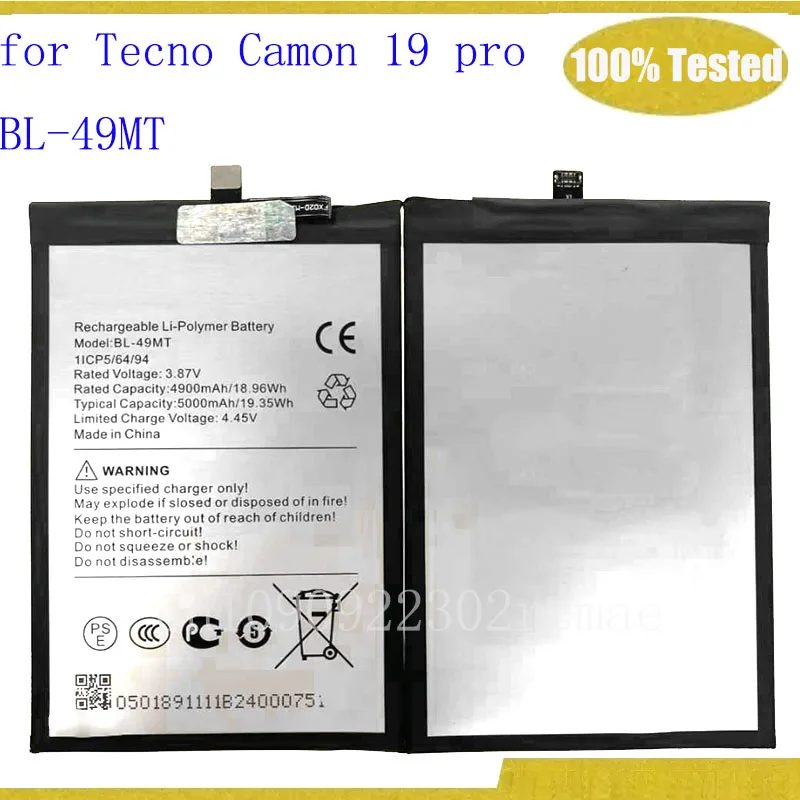 

Battery for Tecno Camon 19 pro bl-49mt BL 49MT Batteries With free tools