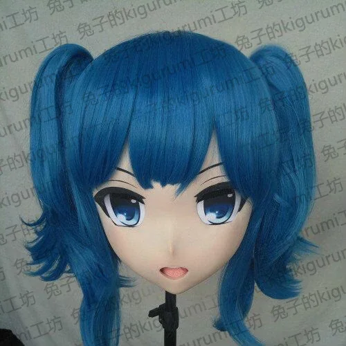 (Rabbit 09) Handmade Female Resin Crossdress Pretty Girl Head Lolita Doll Mask Japanese Anime Cosplay Kigurumi Mask Crossdresser