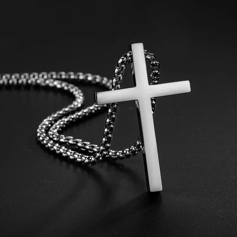 Simple Geometric Cross Pendant Necklace For Women Metal Jewelry Silver Color Chain Choker Men Party Gift Accessories