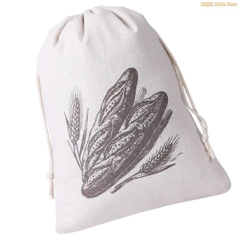 K1AE Kitchen Essential Cotton TPU Bread Container Dustproof Drawstring Closures Bag