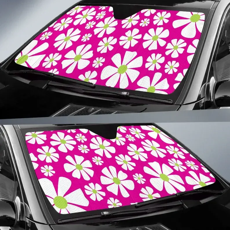 Daisy Auto Sunshade, Daisies, Cute Car Accessories, Sunshade For Car Windshield, New Driver Gift, Graduation Gift, Birthday Gift