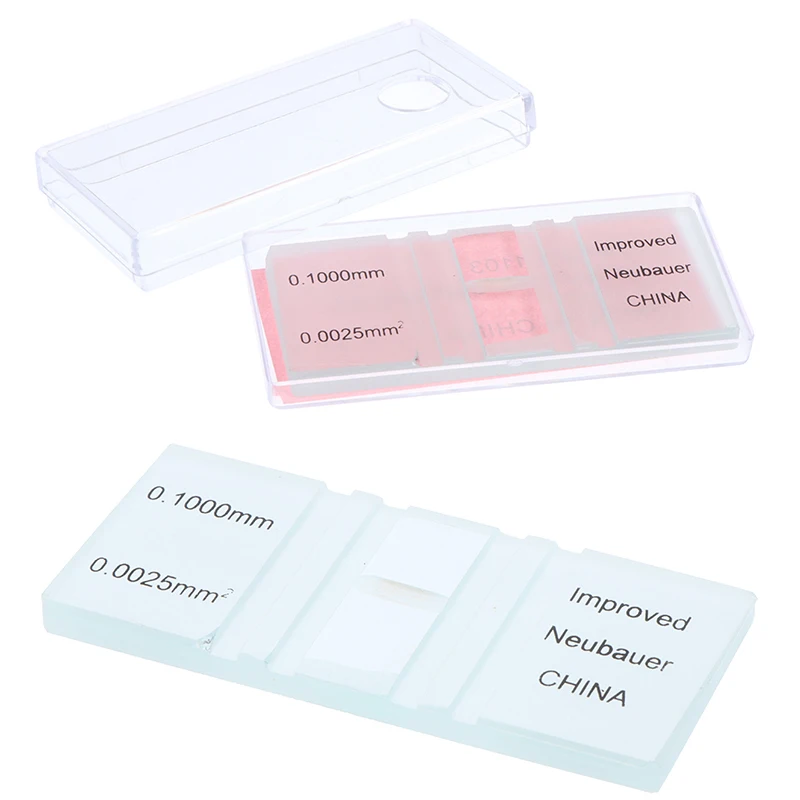 1 Piece Blood Cell Count Plate Glass Microscope Slide With Grid Counting Chambers For Hemocytometer Yeast Counting Biology Tool