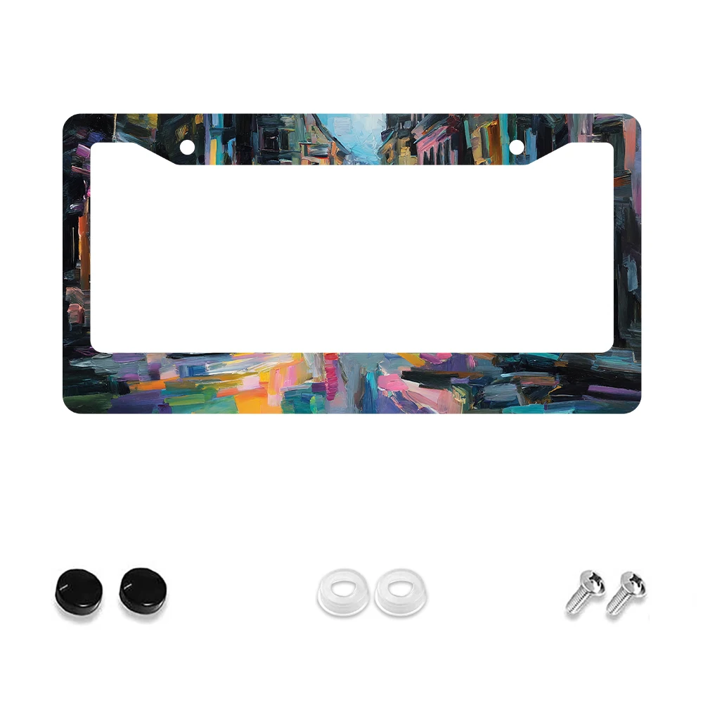 

1 шт. многоцветная абстрактная рамка номерного знака с 2 отверстиями, алюминиевый материал, 6x12 дюймов с комплектом винтов, ретро-новинка, автомобильный декор