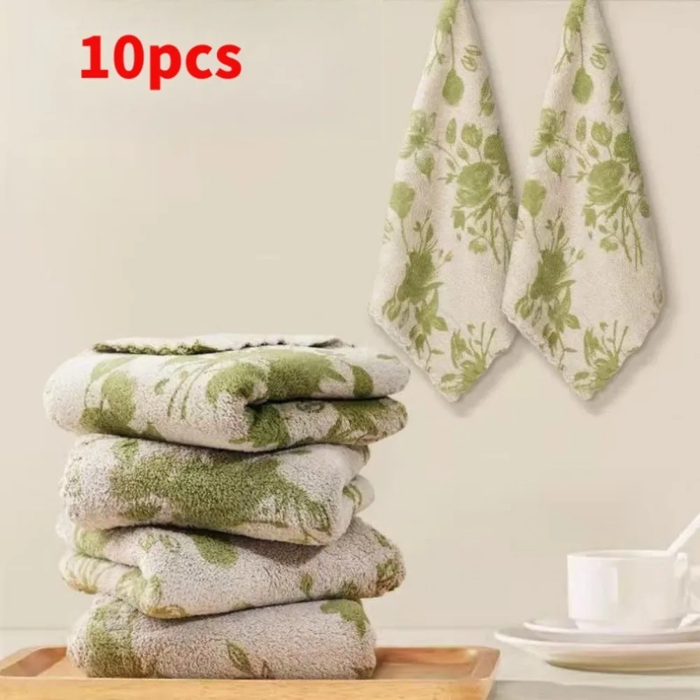 Multi-functional Square Cleaning Towel No Trace Rose Print Wipe Cloth Household Absorb Water Microfiber Cleaning Cloth Glass