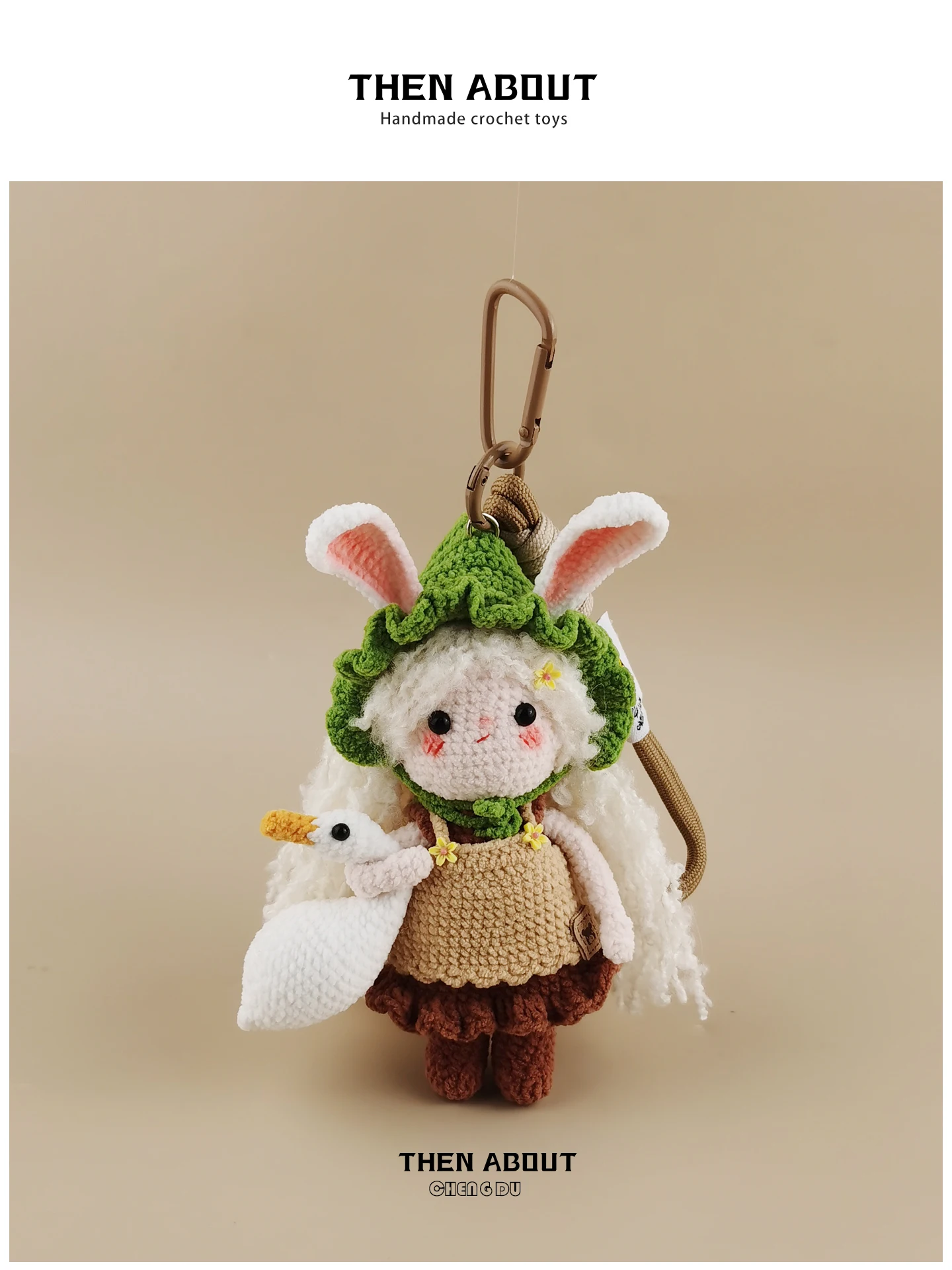 Cute Elf Rabbit Bag Charm Carriage Pendant Backpack Car Decoration High-End Gift Thenabout Lovely Goose Sister Pendant