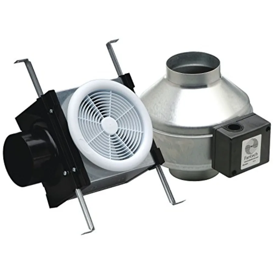 

PB110 Inline Exhaust Bath Fan Kit 110 CFM Remote Mount Fan for 4 Duct Installation in Bathroom Ventilation Systems with High Ef