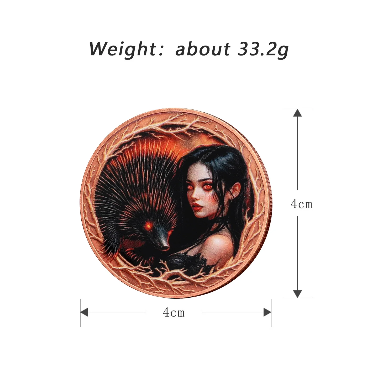 1oz .999 Fine Copper Coin Siren Mermaid Dragon Eye High Relief Scales Ocean Mythology Fantasy Colorized Collectible Gift