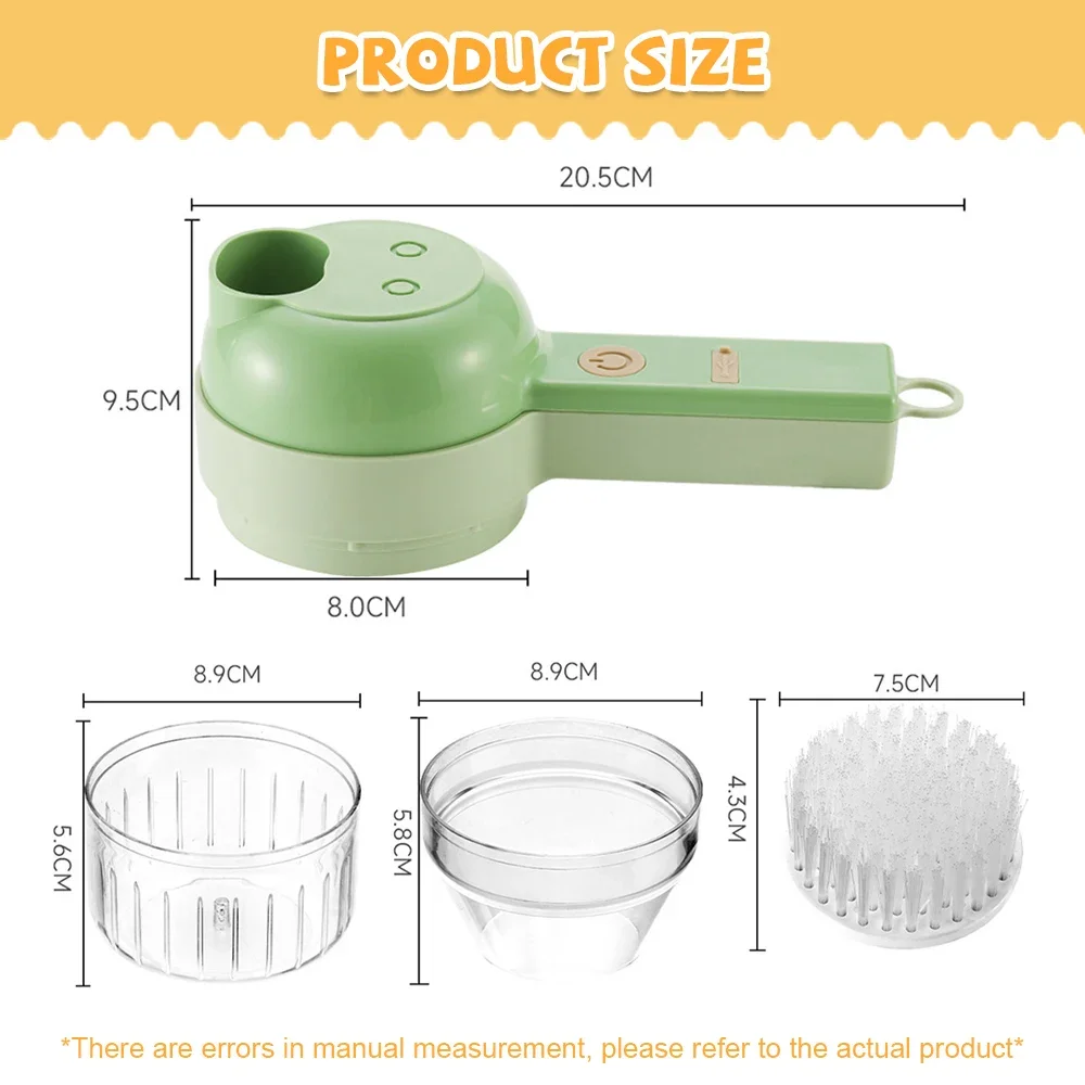 Masher 4 In1 Multifunctional Electric Vegetable Cutter Slicer Garlic Mud Masher Chopper Cutting Pressing Mixer Food Slice USB