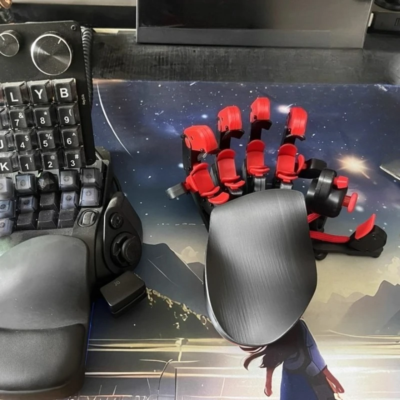Custom One Handed Gaming Keyboard with Palm Rest Joystick Buttons Rocker Key Full Range Manual Adjustment 3D Printing Keyboard