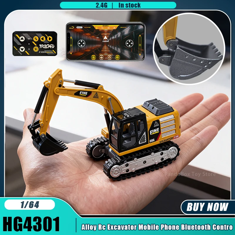 Rc حفارة 1:64 2.4G HG4301 التحكم عن بعد حفارة الهاتف المحمول بلوتوث التحكم سبيكة الهندسة شاحنة جرافة تفريغ لعبة
