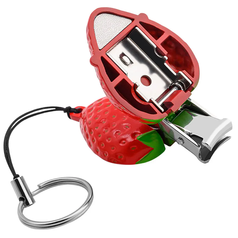 Cortauñas creativo con forma de fresa, acero inoxidable, hoja aguda resistente, herramienta eficiente para recortar uñas, manicura de viaje para el hogar