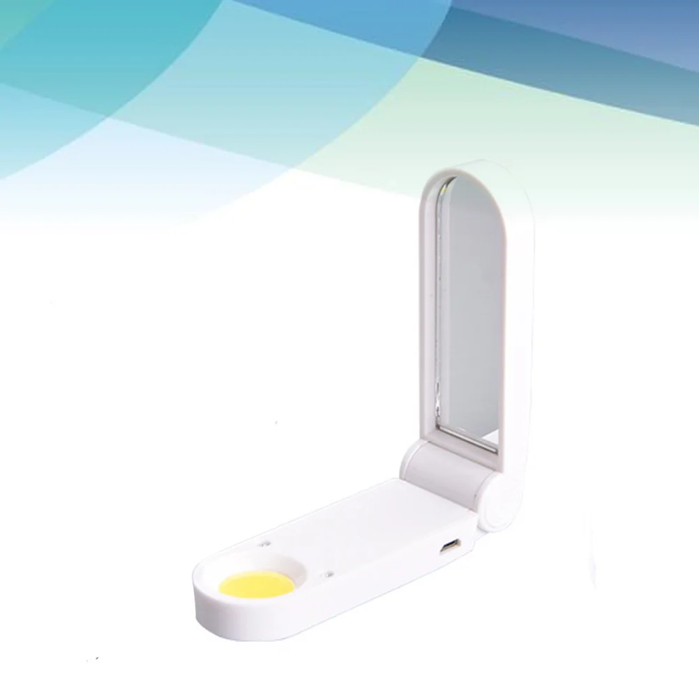 Portable Foldable Makeup Mirror Lamp USB Chargeable White Travel Light Makeup Mirror with LED Light for Night Reading