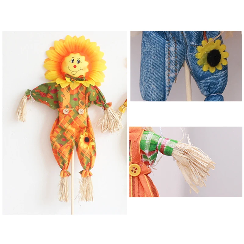 ABKO-4Pcs pequeña decoración de espantapájaros de cosecha de otoño para jardín, hogar, patio, Halloween, fiesta de Acción de Gracias, suministros para recuerdos