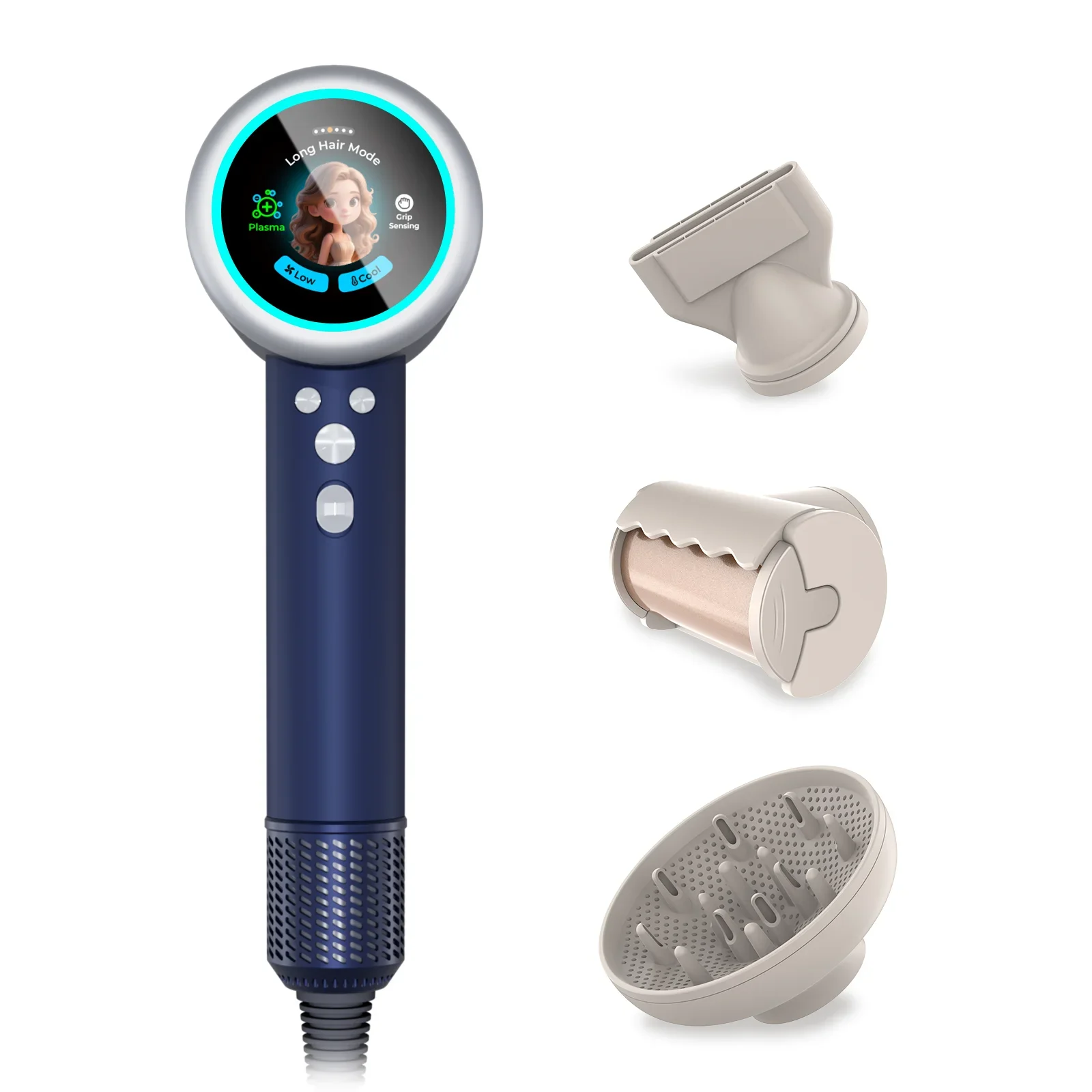 2000W Oem Animated LCD Screen Display Blow Dryer Hair Multi Styler High Speed Hair Styling Dryer Set With Plasma Home Hair Dryer