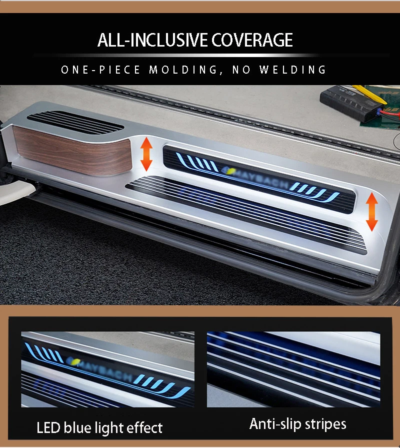 New Design Sound Signal Anti-Skid Steel Aluminum Car Electric Sliding Pedal With LED