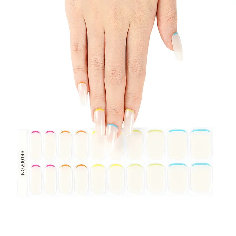 Autocollant à ongles en gel semi-durci transparent, lampe UV nécessaire, utilisation complète de haute qualité, patch à ongles en gel 100%, presse de manucure, N64.Decal