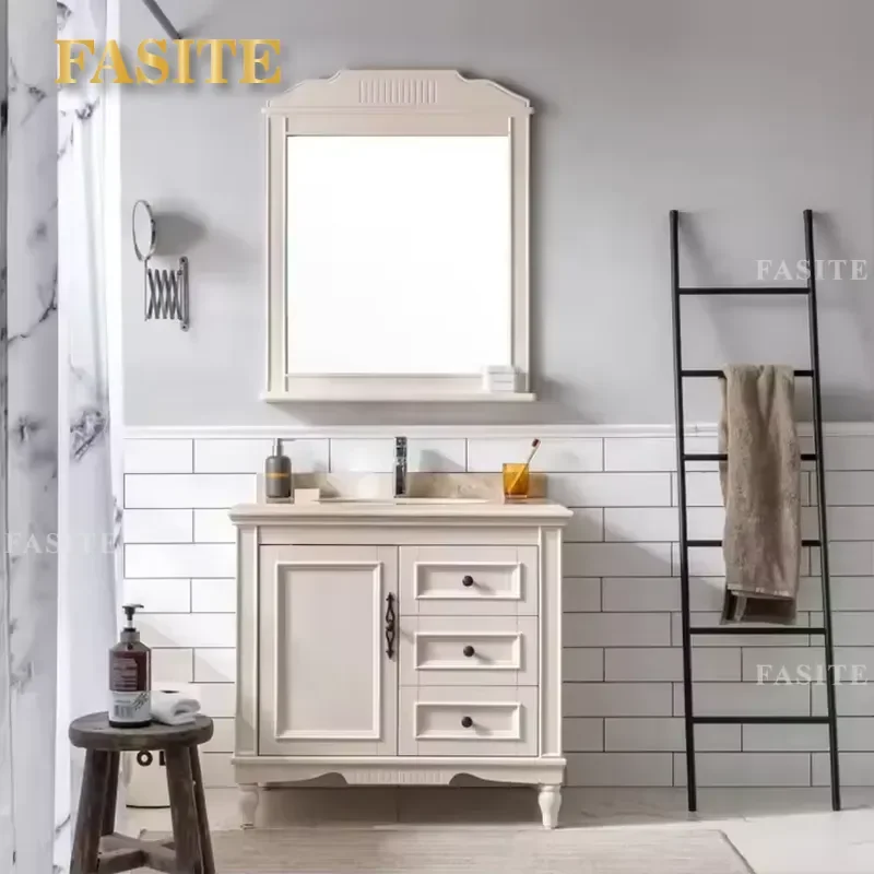 Factory Direct Sales Mirrors Vanity Cabinets Solid Wood Luxury Bathroom Cabinets and Shower Enclosures