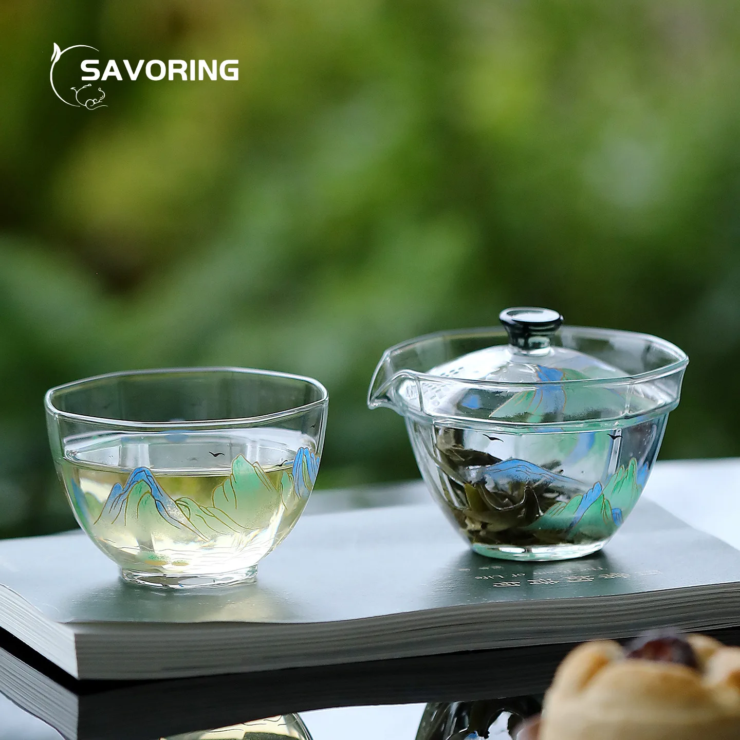 

Чайная чаша-гайвань из расписного стекла ручной работы, для чая Кунг-фу, китайского улуна, пуэра, оригинальная, для приготовления чая.