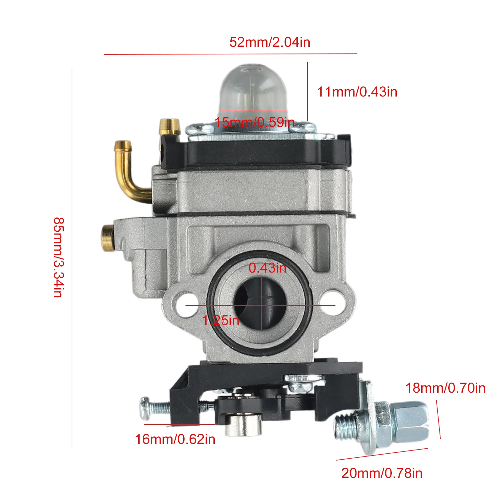 Imagem -02 - Carburador Carb para Aparador de Hedge Tempos Cortador de Escova Motosserra Part 22cc 26cc 33cc 34cc 43cc 49cc 52cc 11 mm pc