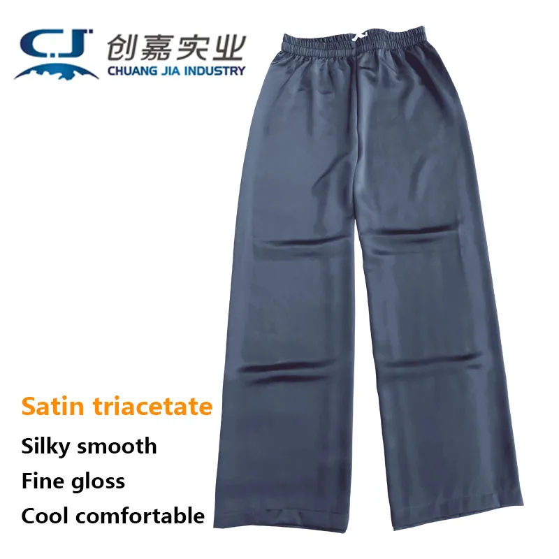 

Satin Triacetate Men's Spring Summer Straight Trousers Smooth Drape Temperament Casual Generous Holiday Wind Wide Foot Trousers