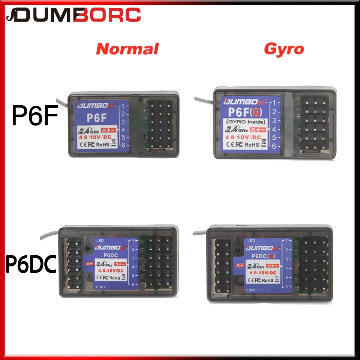 DumboRC X6 X4 X5 2.4G 6CH Transmissor W/P6FG Giroscópio P6F Receptor LED Conjunto de Luz para 1/10 1/8 Crawler Axial SCX10 D90 RC Car Boat