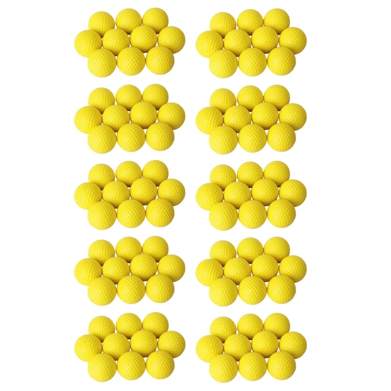 100Pcs Yellow Soft Elastic Indoor Practice PU Golf Ball