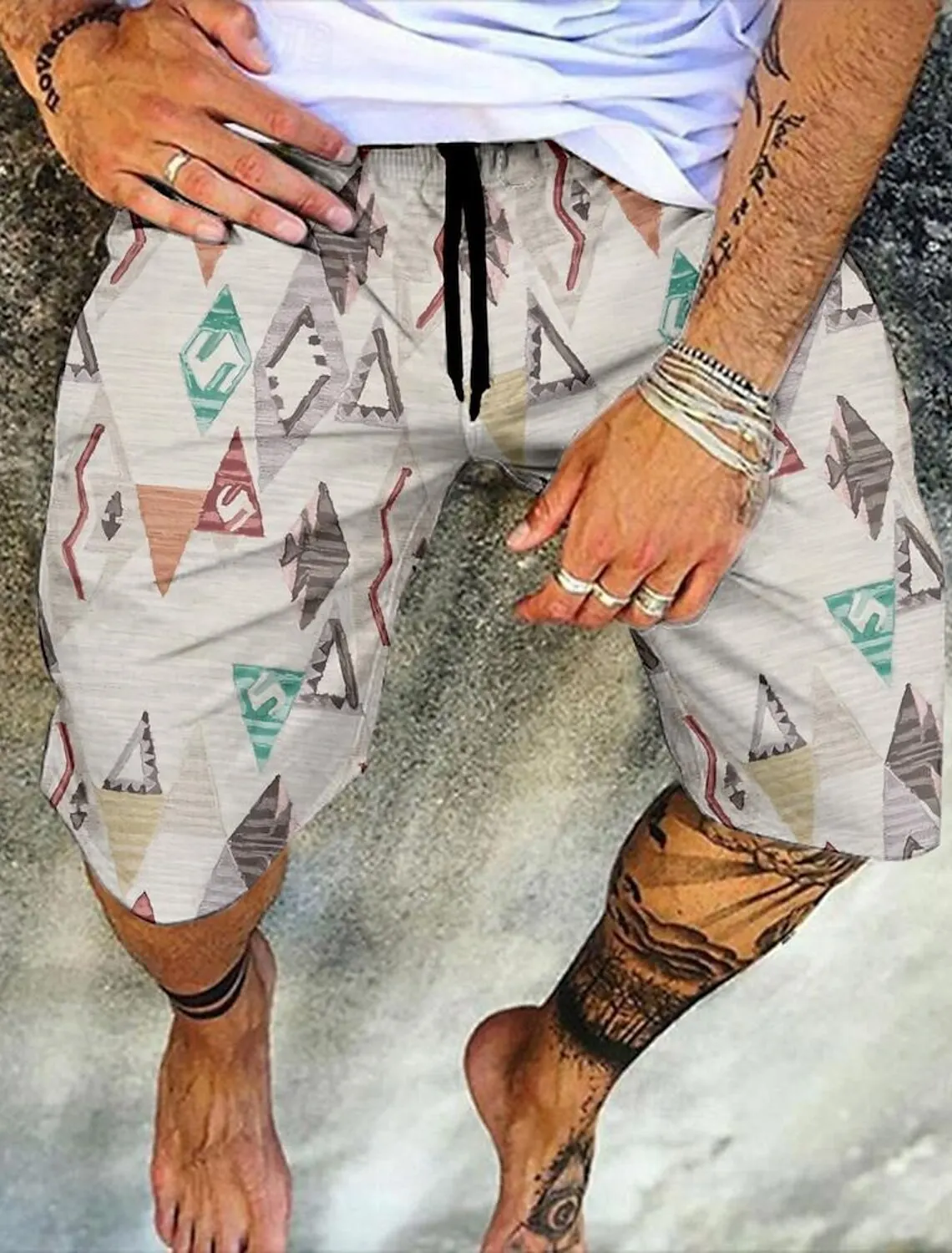 Men's Retro Ethnic 3D Print Quick Dry Beach Swim Trunks Outdoor Leisure Sports Shorts