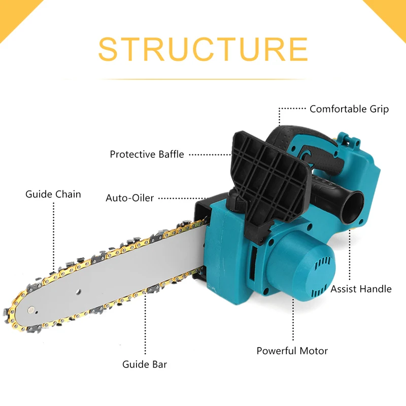 Пила цепная аккумуляторная, 10 дюймов, 18 в, обрезка сада