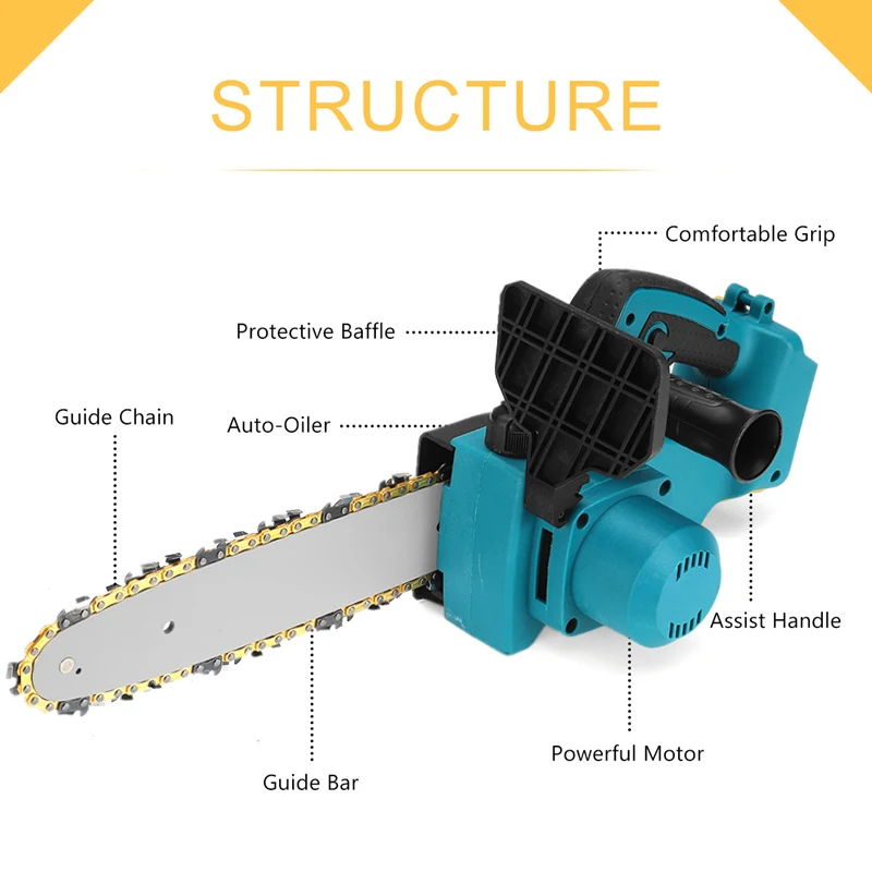 Imagem -02 - Drillpro Serra Elétrica sem Fio Portátil Serra Elétrica Brushless Corte de Madeira Ferramenta de Jardinagem Bateria Makita 21v 10