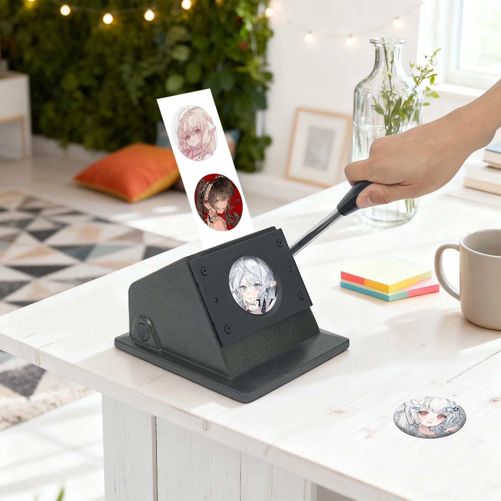 

Ручной вырубной пресс для значков 2,28 дюйма с длинной ручкой для фотокарточек, картона, тонкой кожи