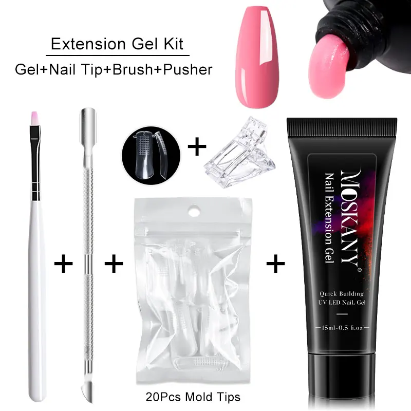 MOSKANY Set di Gel per unghie ad estensione rapida smalto per unghie in Gel bianco latte nudo UV Semi permanente per unghie artistiche per strumenti per Manicure