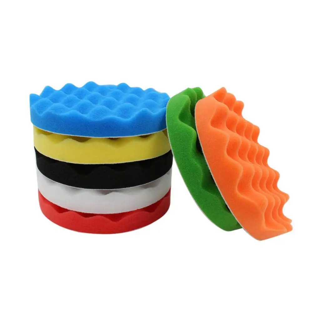 4 inch zwaaiende polijstsponspads 10 stuks met booradapter geassorteerd zwart/groen/rood/blauw/wit/geel/oranje voor autopolijsten