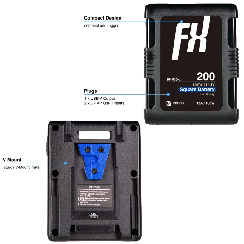 FXLION BP-M98L BP-M150L BP-M200L V-Mount Battery Type-C USB-A High Capacity Battery Square Battery Series