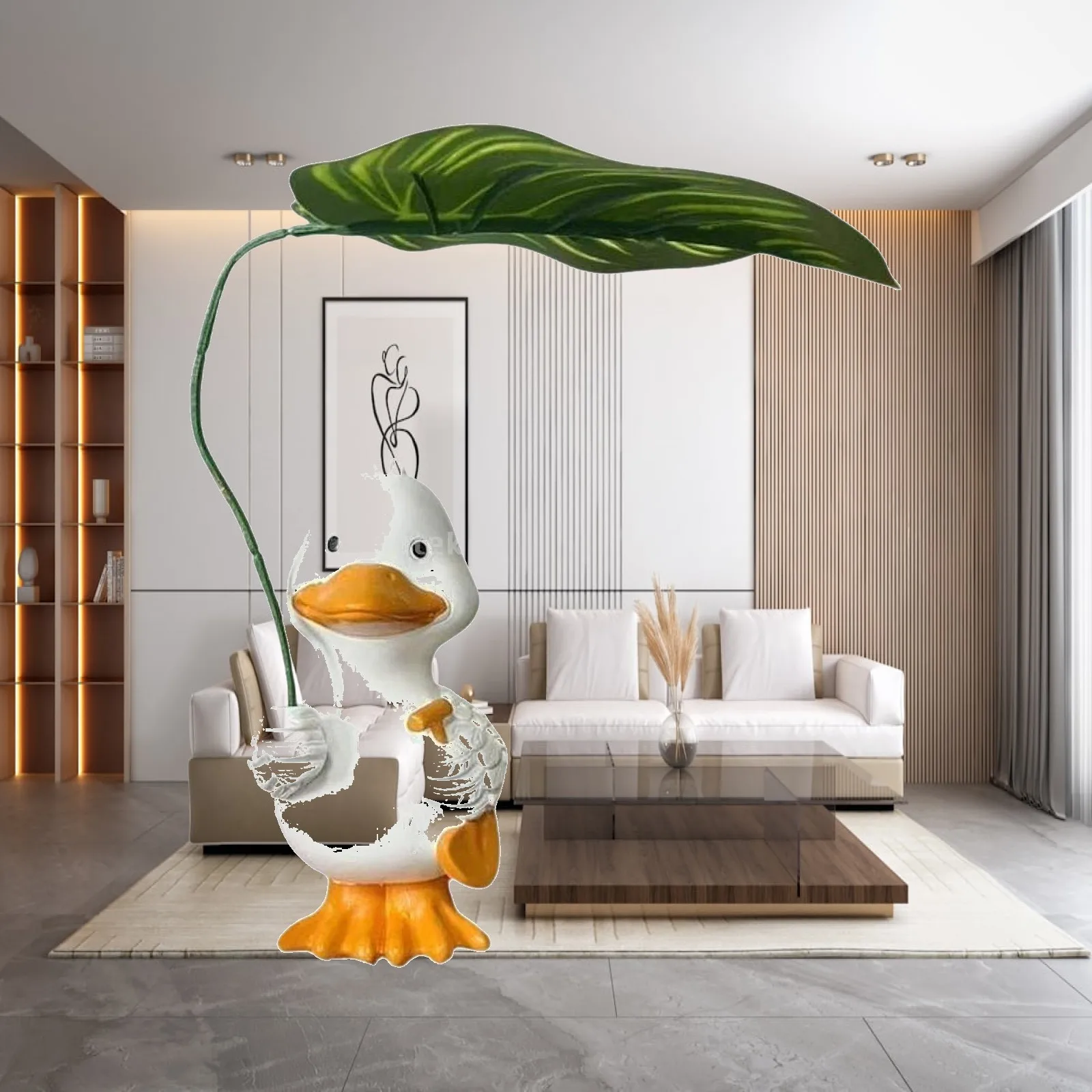 Duck Statue Desktop Ornament Decorative Cartoon Garden Statue Duck Figurine for Home Cabinet Balcony Shelf Micro Landscape