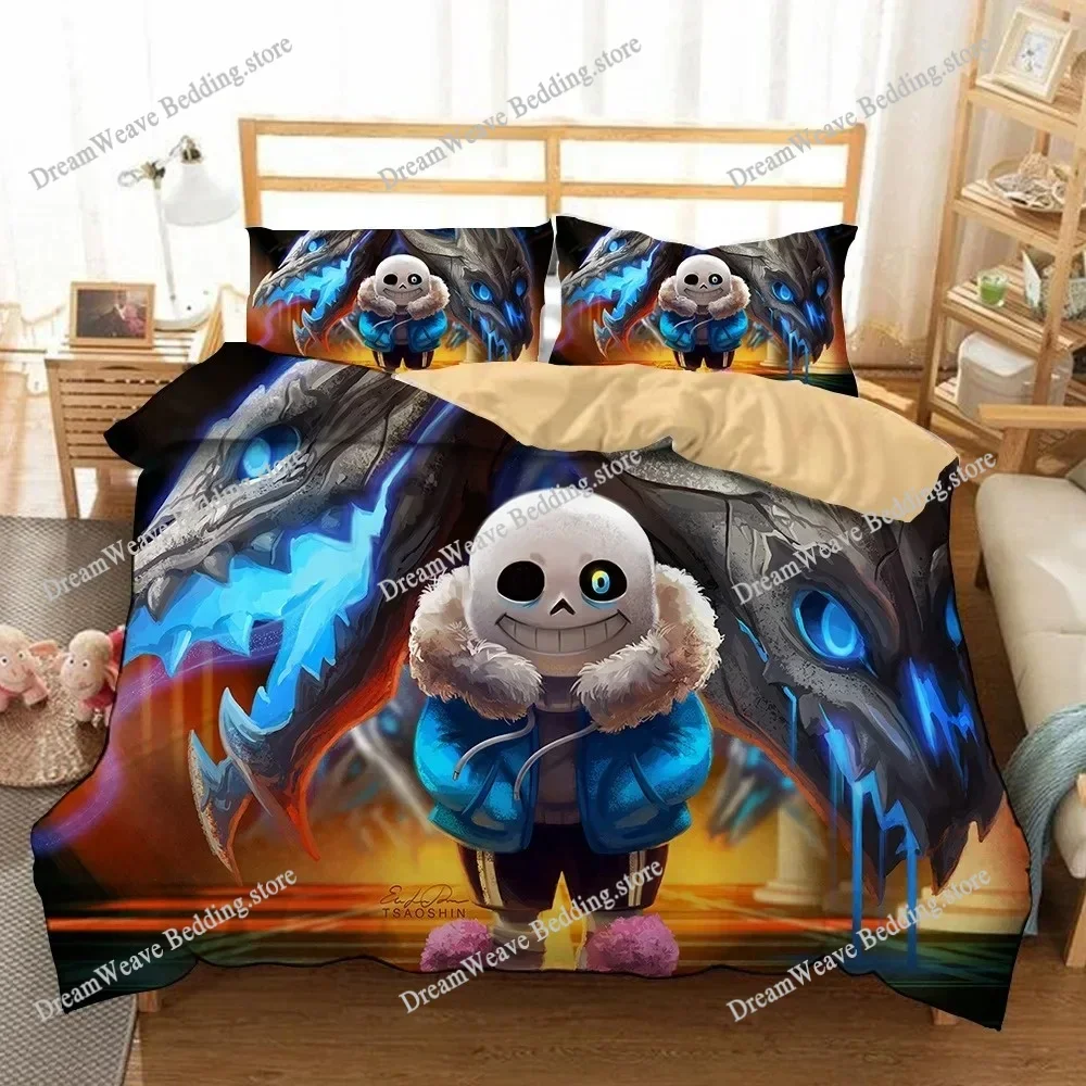 Game Undertale Sans  3D Printed Duvet Case Pillowcase Bedding Set Twin Full Queen King Size For Kids Bedroom Home Textileextile