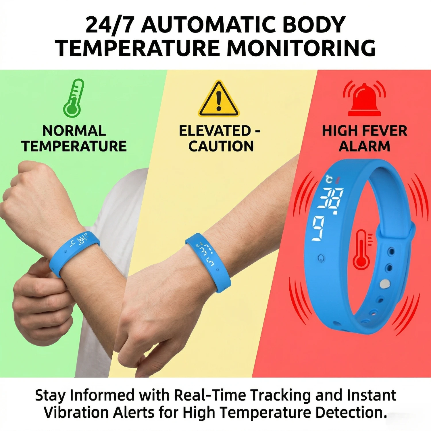 New LED Digital Smart Bracelet Waterproof Clock Smartband With Body Temperature Monitor Smart Band Vibration Alarm Reminder