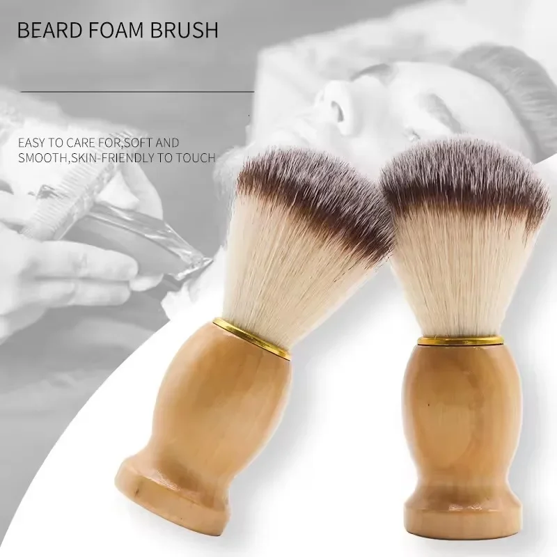 Shaving brush Men's Shaving Brush Barber Salon Men Facial Beard Cleaning Appliance Shave Tool Razor Brush with Wood Handle