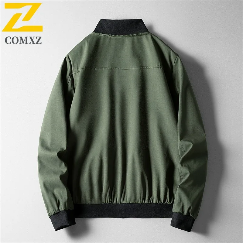 COMXZ 2025 Men Spring Baseball Collar Windbreaker Waterproof Windproof Korean Style Casual Outdoor Sport Solid Color Lightweight