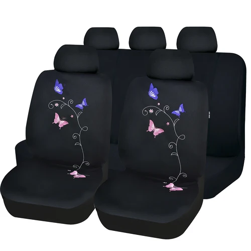 Imagen 1 del producto AUTO PLUS Fundas universales para asientos de coche con bordado de mariposas, accesorios de Interior para mujer, aptas para la mayoría de coches, Suv, camión, furgoneta