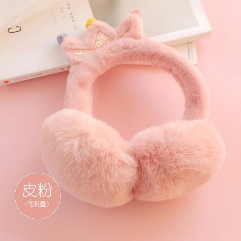 Cute children's earmuffs winter ear warmers plus velvet foldable thickened girls ear protection kids ear covers